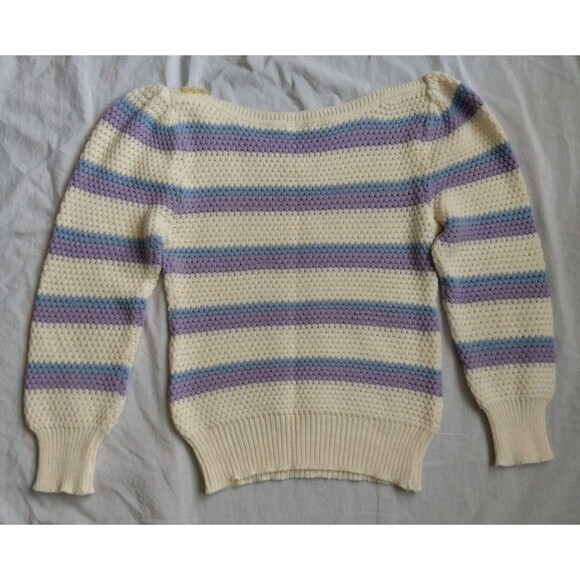 Andrew St. John Sweater Ivory Purple Retro Granny Grandmacore Women's Size Small - Picture 11 of 13